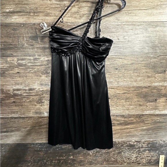 B Darlin Black Strapless Ruched Mini Dress - Picture 1 of 8